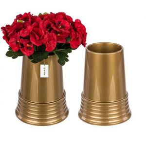 2 x Flacon vase Cône de bougie de cimetière doré 24x18,5 cm composition funéraire - Neuf