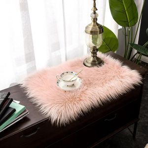 Eryi-Tapis En Fausse Fourrure D'agneau Et Peau De Mouton - Carpette Moelleuse Pour Chambre À Coucher, Salon, Crèche - Jet De Divan De Décoration Chaise - Rose - 40x60cm - Rectangle - Neuf