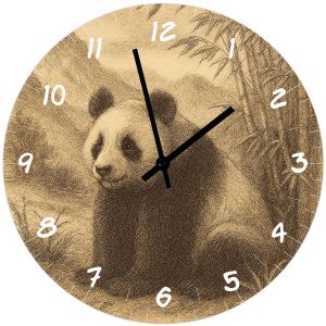 Horloge d&eacute;corative panda en verre 29 cm - Neuf