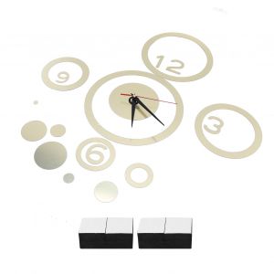 HJLIAN Horloge murale circulaire autocollante a faire soi-meme, miroir autocollant mural pour salon, chambre a coucher, cuisine, dore - Neuf