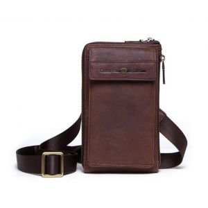 Sac banane de cyclisme en cuir Crazy Horse pour t&eacute;l&eacute;phone portable - Neuf