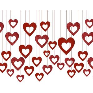 Kyaoayo-Lot De 40 Guirlandes De C?Urs Rouges À Suspendre Pour Saint-Valentin, Fiançailles, Mariage, Anniversaire, Fête Des Mères, Fête Des Mères - Neuf