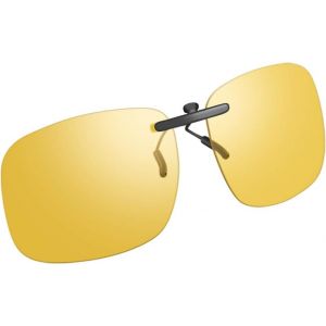 Night Driving Glasses Clip-On, High Beam Headlights Reduced, Polarized Lens, Glare-Free, High Definition Vision, Men Or Women - Neuf
