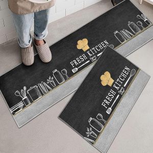 Eryi-2 Pièces Tapis Cuisine,Cuisine Antidérapants,Résistant À La Poussière Tapis De Cuisine,Tapis De Sol Pour L'intérieur,Tapis De Cuisine Anti-Fatigue Au Design Abstrait Moderne(40*60cm+40*120cm) - Neuf
