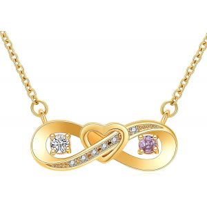 Kal-Collier Urne Funéraire Pour Cendres - Symbole De L'infini - Collier Pour Femme - Pendentif Délicat En Forme De C?ur - Pierre De Naissance - Bijou Commémoratif Pour Cendres Pour Femmes Et - Neuf