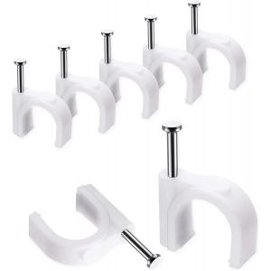 Liuw-Lot De 100 Clips De Câble Ronds Blancs Solides Et Durables - 10 Mm, Attache Câble, Range Câble, Fixation Câble Électrique, Clips Câble, - Neuf