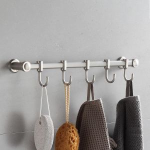 porte manteau mural pour Cuisine, Salle de Bain et Entr&eacute;e u2013 5 Crochets Antirouille et Gain de Place avec Capacit&eacute; de Charge 8 kg u2013 Patere Murale pour Serviettes, Cl&eacute;s, Vestes et Ustensiles - Neuf