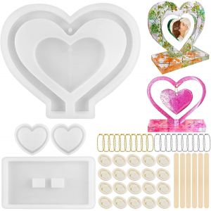 Moulle Silicone Resine Epoxy Moule Resine Epoxy Coeur DIY Moule en Silicone Pour Resine DIY Pour utilis&eacute;s pour fabriquer des cadres photo Moule Resine Epoxy Pour D&eacute;Coration D'Int&eacute;Rieur - Neuf