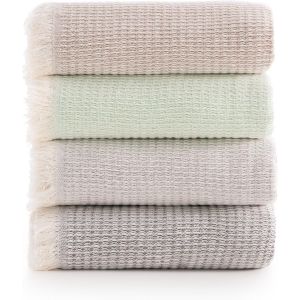 Ulteronixshop-Couverture En Coton Extra Douce Avec Motif Gaufre, Couvre-Lit Multifonction Four Seasons Pour Canap&eacute;, Lit, Housse D&eacute;corative Et Couverture &Eacute;charpe (Beige Sable, 230x260cm). - Neuf