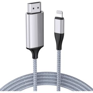VornixorSarlshop-C&acirc;ble HDMI pour iPhone/Pad/pod &agrave; TV/Moniteur/projecteur, c&acirc;ble d'adaptateur vid&eacute;o HDMI num&eacute;rique 2m 1080p, Compatible avec Tous Les appareils iOS, iPhone14 13 12 11,Plug and Play - Neuf