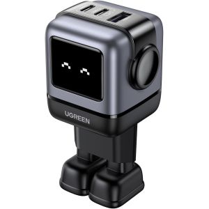 Uno 65w 3 Ports Chargeur Usb C Rapide Ganfast En Forme De Robot Mignon Compatible Avec Iphone 16 Pro Max Plus 15 14 13 12 11 Pixel Galaxy Pss 45w 25w S24 S23 Ipad Macbook Pro Air (Noir) - Neuf
