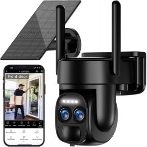 [8X Zoom Hybride] 4K 5Dbi Camera Surveillance Wifi Exterieure Sans Fil Solaire,360°Ptz Caméra Ip Batterie,Avec Panneau Solaire,Détection Humaine Ai,Vision Nocturne Couleur,Sirène,Audio Bidirectionnel - Neuf