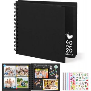 Album Photo Scrapbooking, 8-Inch Album Photo Personnalisable, Carrée Diy Livre Scrapbooking Avec 5 Autocollants, Livre D'or Anniversaire Photo Pour Mariage Et Bébés, Blanc, 60 Pages - Neuf