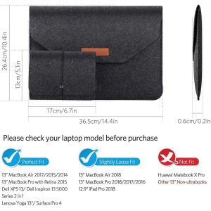 Sacoche pour ordinateur portable 13 pouces avec bo&icirc;te de rangement suppl&eacute;mentaire, housse en feutre pour ordinateur portable, ultrabook, netbook - Neuf