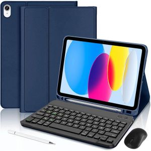 Coque Clavier pour iPad A16 (11'') / iPad 10 2022 - Bleu Marine avec Clavier Bluetooth + Souris + Stylet - Neuf