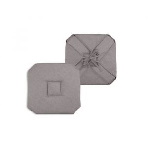 Coussin Galette De Chaise - 40x40cm - Taupe Chin&eacute; - 4 Rabats - Oeko-Tex&reg; - Neuf