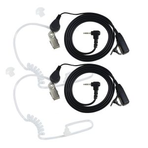 Lot de 2 &eacute;couteurs radio de s&eacute;curit&eacute; avec microphone PTT, 1 broche 2,5 mm compatible avec Talkie Walkie TL-KR T92 H2O T82 T62 T60 XT180 et Co-b-ra - Casque avec tube acoustique &agrave; air - Neuf