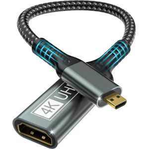 Micro HDMI vers HDMI 4K@60Hz, Adaptateur Micro HDMI M&acirc;le vers HDM-I Femelle, Ethernet 3D Arc HDR Adaptateur HDM-I Compatible avec Raspberry Pi 5/4, Hero, Cam&eacute;ras, Yoga - Neuf