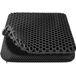 SUBZONAL-Coussin Gel, Coussin Anti escarre &iquest; Convient aux chaises de Bureau, Voitures et fauteuils roulants, Respirant et Confortable, avec Housse Amovible et Base antid&eacute;rapante (Noir, 43 * 39 * 4) - Neuf