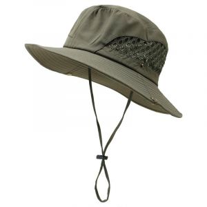 Chapeau De Pêche Pliable Décoratif Coton Jeunes Adolescents Large Bord Safari Casquette De Randonnée Pour La Randonnée -Army Green - Neuf