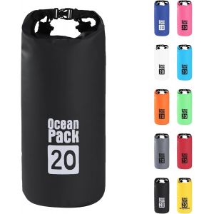 20l Sac Étanche Polyvalent,2l/5l/10l/15l/20l/30l Noir Waterproof Dry Bag Avec Longue Bandoulière Réglable Sac À Dos Confort Imperméable Pour Bateau/Kayak/Pêche/Rafting/Natation/Camping/Snowboard - Neuf