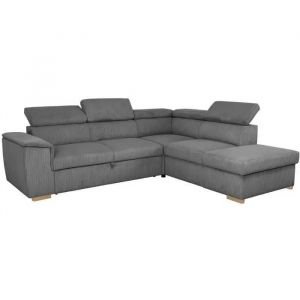 Canapé D'angle Convertible Réversible - 5 Places - Daytona - Tissu Lincoln Anthracite - Coffre - 260 X 216 X 94 Cm - Neuf