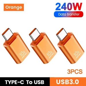 (B3 Og-3pcs) Adaptateur Usb Vers Type-C Pour Macbook, Iphone, Samsung, Usb 3.0, Otg, Convertisseur M&acirc;le Vers Femelle, Charge Rapide, Transfert De Donn&eacute;es, 10a - Neuf