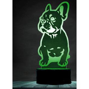Fissen 3D Bouledogue Fran&ccedil;ais Chien Led Lampe D'Illusion Lumi&egrave;re De Nuit Avec C&acirc;ble Usb Et 7 Couleurs D&eacute;coration Pour Enfant Chambre Chevet Table De B&eacute;b&eacute; Enfant Cadeau De No&euml;l F&ecirc;te Anniversaire - Neuf