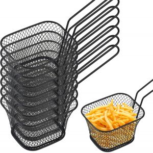 Lot De 12 Paniers À Frites : Petit Panier À Frites En Acier Inoxydable Argenté,Panier Pour Aliments Frits Avec Anse,Panier À Friteuse Pour Frites,Rondelles D'oignon,Pépites De Poulet-Noir - Neuf