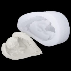 Moule R&eacute;sine Ange Avec Ailes, Ange Endormi Moule R&eacute;sine Epoxy, Ch&eacute;rumoule Savon Bougie, Silicone Moulage Pour Artisanat De Pl&acirc;tre D&eacute;coration De Table (Moule Ange) - Neuf