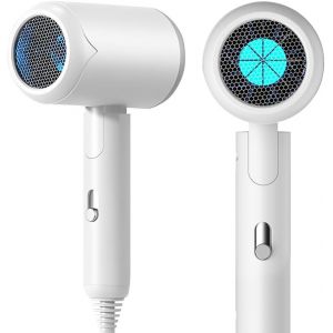 Ionic Hair Dryer, Foldable Travel Hair Dryer, 1200w, Professional Travel Hair Dryer, Small Hair Dryer, Professional Salon Hair Dryer Silent White - Neuf