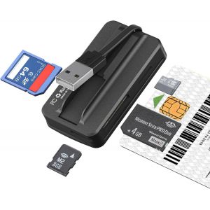 YUHG-6-In-1 Lecteur Carte Identité Belge - Lecteur Carte Eid - Prend En Charge Les Cartes À Digital Signature/Cac/Carte D'Identité À Puce/Banque Ic/Eid/Sd,Micro Sd,Ms,Sim,M2 Carte De Santé,Pour Wi - Neuf