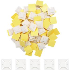 100 Pièces Supports Base Attache-Câbles Auto-Adhésifs Bases Serre-Câbles Surface de Colle,Utilisé pour Lier et Fixer les Attaches de Câbles et les Fils - Neuf