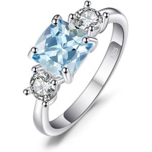 Tianyi-3 Pierres Naturelle Bleu Ciel Topaze Bague Argent Sterling 925 Pour Fille, Bagues Pierre Anneau Fin Femme Plaqué Or Jaune Plaqué Or Rose, Ensemble Parure De Bijoux Cadeau D'anniversaire - Neuf