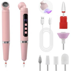 Nsiecd-Ponceuse Pour Ongles Professionnel, 2 En 1 Lime A Ongle Electrique Sans Fil, 15,000rpm Kit De Manucure P&eacute;dicure, Lampe Uv, 5 Vitesse R&eacute;glable, Avec Affichage Lcd, Pour Salon Et Maison - Neuf
