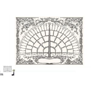 Arbre g&eacute;n&eacute;alogique &agrave; compl&eacute;ter - 6 g&eacute;n&eacute;rations - Toile - 50 x 40 cm - Affiche vierge - Neuf