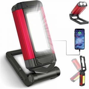 Lampe de Travail Rechargeable Puissante Rouge,7 Modes Lampe Mecanicien pour d'urgence, Baladeuse LED Lampe Atelier avec Base Magnétique, Lampe Torche avec IPX6 Étanche, Garage et Camping - Neuf