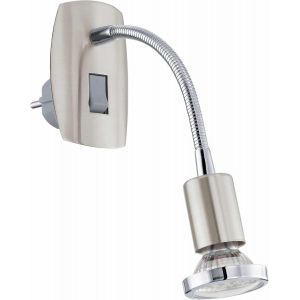 KAL-Spot Sur Prise Mini, Luminaire Sur Prise &Agrave; Flamme, Lampe Sur Prise En Acier, Couleur : Nickel Mat, Chrome, Douille : Gu10, Interrupteur Et Bras Flexible Inclus - Neuf