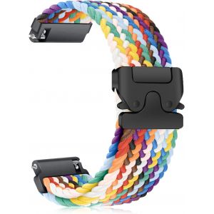 Kalanka-Nylon Bracelets De Montre 22mm 20mm 18mm, Bracelet Tressé Sport Strap, Parachute Boucle, Libération Rapide, Homme Femme, Bracelets Elastique, Doux, Confortable Pour [22 Mm Arc-En-Ciel] - Neuf