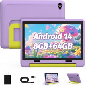 ChenQuanSarl-Tablette Pour Enfants ¿ Tablette Android 14 Améliorée 10 Pouces Avec Étui ¿ Octa Core ¿ Carte 1Tf 8 + 64Go Extensible ¿ Double Caméra ¿ Contrôle Parental ¿ Kidoz ¿ Baby - Sitting - Neuf