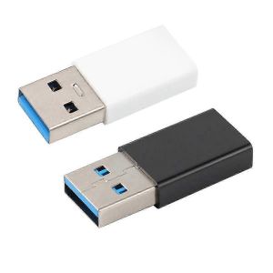 2PCS Mini ABS USB 3.0 Mâle vers Type-C Adaptateur Femelle OTG USB3.0 Vers USB C Adaptateur Convertisseur pour Smartphones Tablette (Noir et Blanc) - Neuf