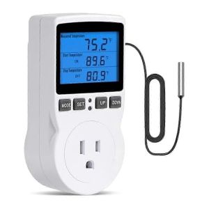 Thermostat enfichable Régulateur de température Prise Chauffage Contrôle de refroidissement Minuterie 1800W 110V 15A Backl - Neuf