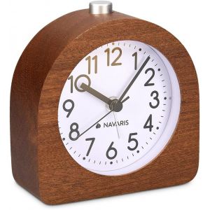 R&eacute;veil analogique en Bois - Horloge &agrave; Aiguilles Classique avec Fonctions Heure Alarme Snooze lumi&egrave;re - Bois fonc&eacute; - Neuf
