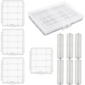 KALANKA-6 x Convertisseur AAA vers AA adaptateurs de Piles AAA vers AA Adaptateur AAA vers AA cylindrique,Convertisseur de Batterie AAA vers AA avec 5 Pcs Bo&icirc;te de Rangement pour Piles - Neuf