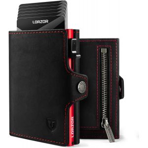 asas-Porte Carte Homme En Cuir Véritable,Portefeuille Pour Homme Pour 10 Cartes,Porte Monnaie Avec Rfid,Portefeuilles Et Porte-Cartes Avec Compartiment Pour Espèces Et Poche À Monnaie - Neuf
