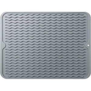 Grand Tapis Égouttoir À Vaisselle En Silicone, Dessous De Plat, Accessoire De Cuisine Résistant À La Chaleur, 45 X 40 Cm (Gris) - Neuf