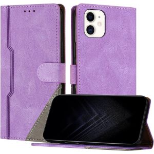 Kal-Étui Pour Iphone 12 Mini (5,4 Pouce), Housse En Cuir Pu Avec [Protection Antichoc Tpu] [Fonction Support] [Porte-Cartes ] Antichoc Magnétique Coque Pour Iphone 12 Mini - Violet - Neuf