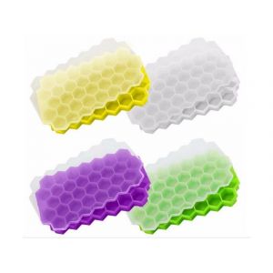 Lot De 4 Bacs À Glaçons Hexagonaux Avec Couvercles Pour Whisky Et Cocktails - Neuf