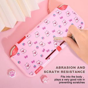 Case for Switch Lite,Cute Element Protective Soft Case Grip Cover Shockproof Anti Scratch Shell with 2 Thumb Grip Caps,Pink + Purple - Neuf