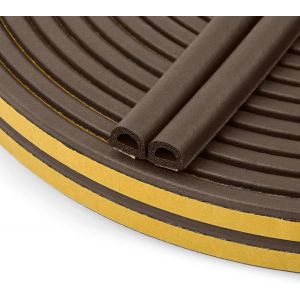 Bande de Joint D-Profil,Joint d'&Eacute;tanch&eacute;it&eacute; Porte,Joint Fenetre Isolation avec Forte Adh&eacute;rence,Isoler du Bruit,Anti-collision et Anti-intemp&eacute;ries,9mm x 6mm (Brun 12M) - Neuf